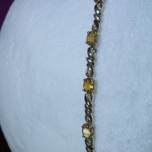 Citrine 7in YG over silver bracelet